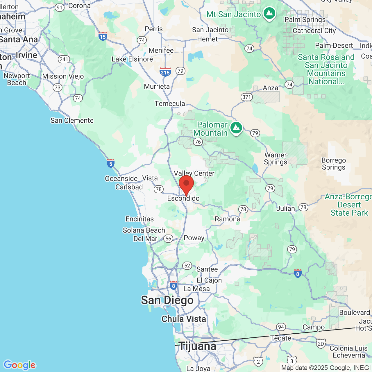 Google map image of our location in 736 E Grand Ave Escondido, CA